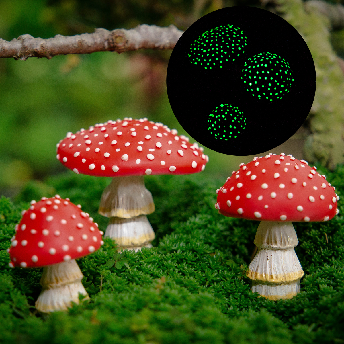 Mushrooms for Garden - Set of 3- Glow in the Dark