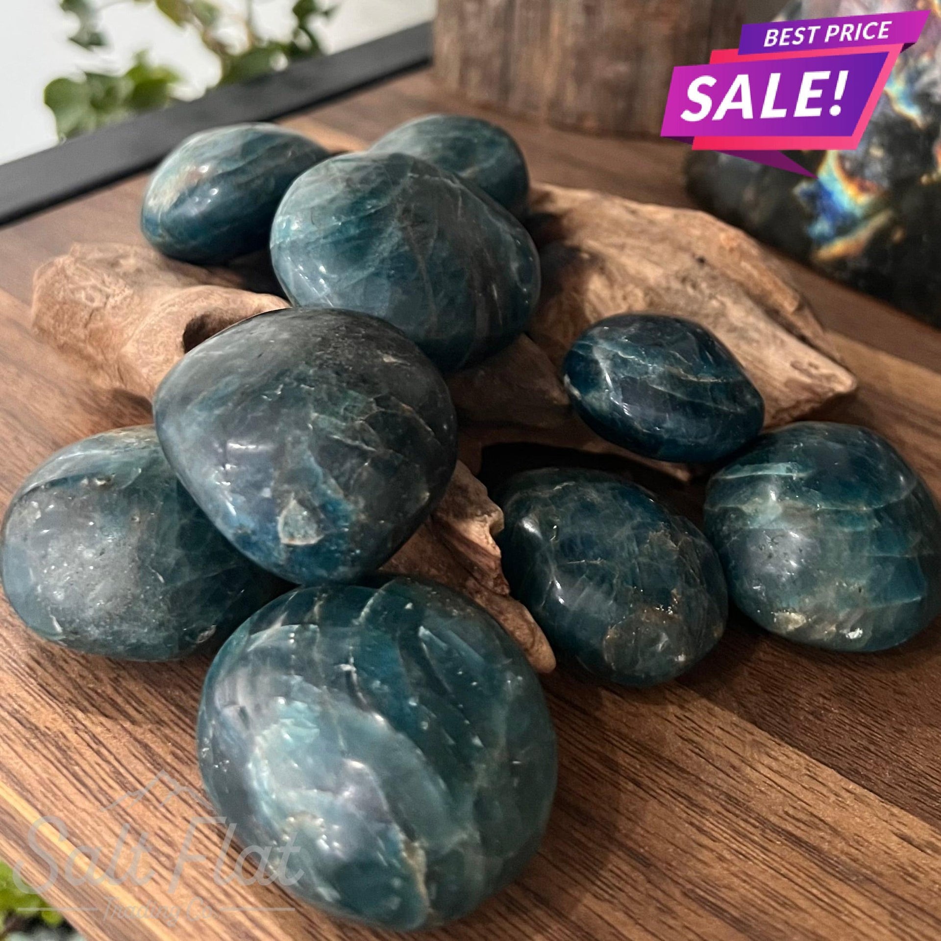 Piedra de palma de apatita azul