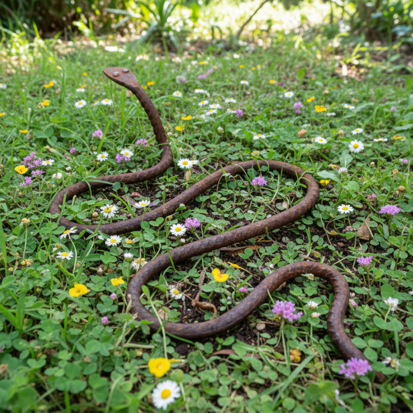 Rustic Metal Snake Garden Art