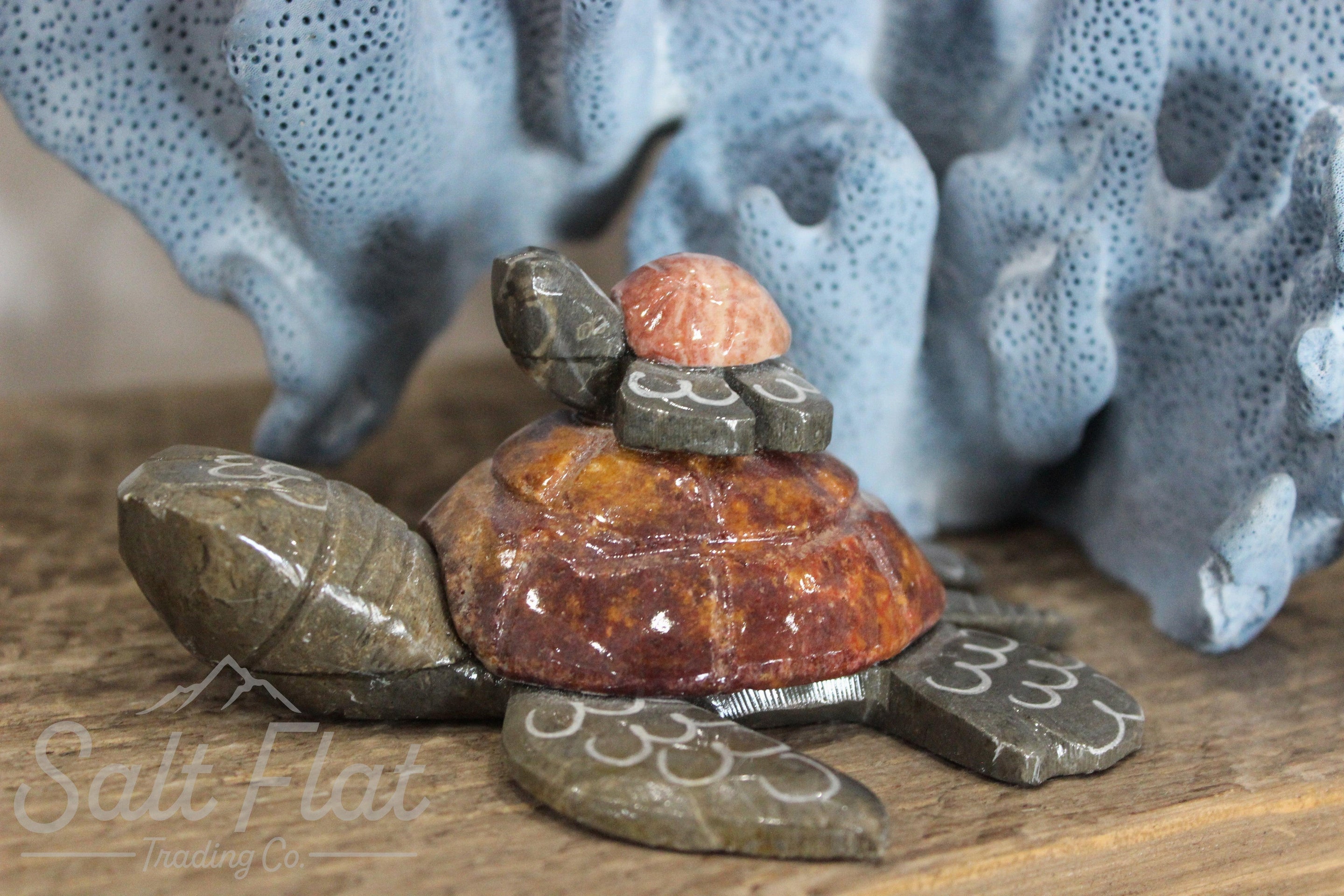 4" Marble Turtle Mom & Baby