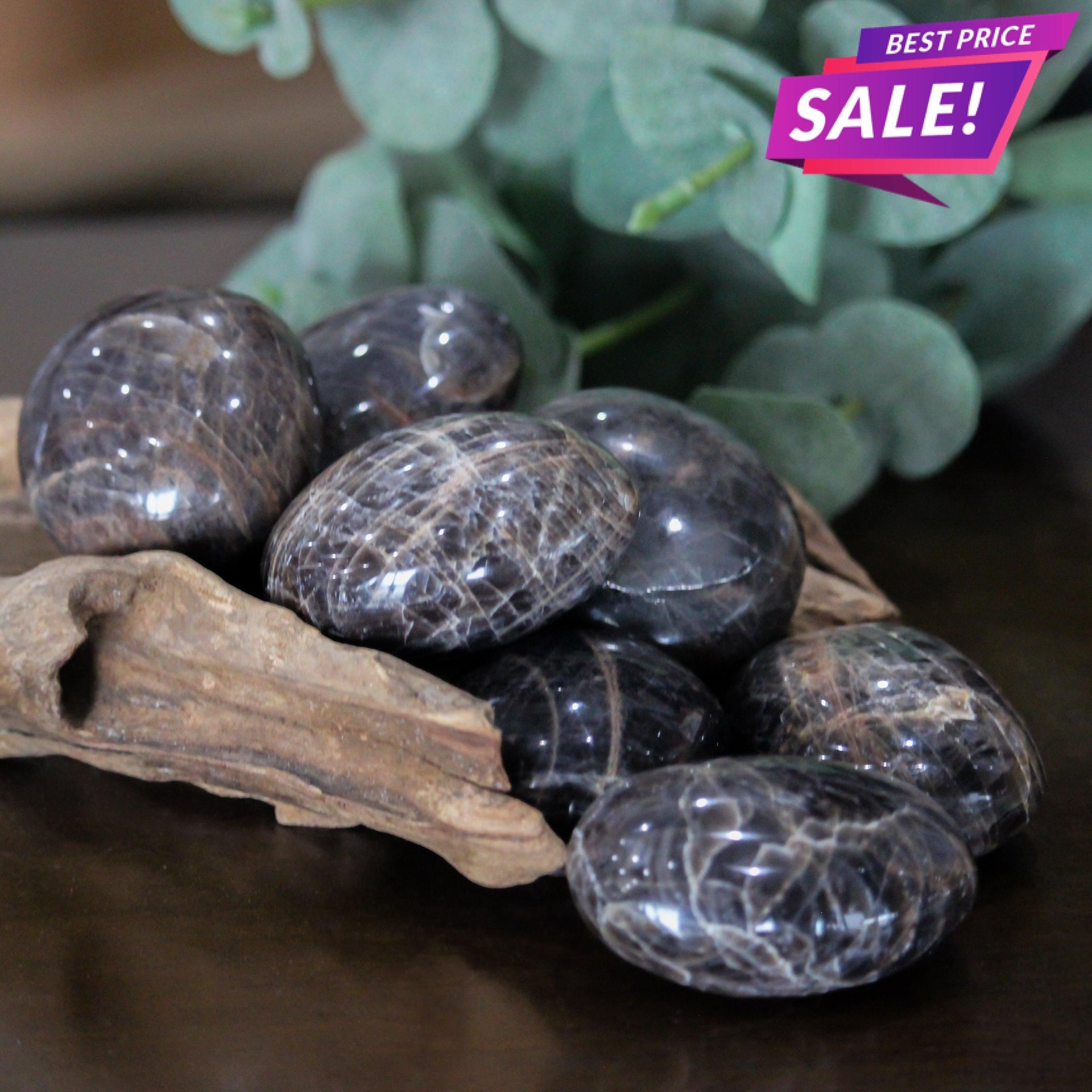 Black Moonstone Palm Stone