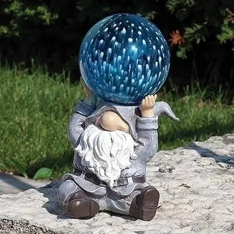 Led Gnome Statue with Blue Solar Light