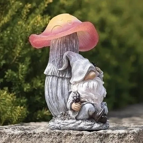 Estatua de hongo gnomo solar