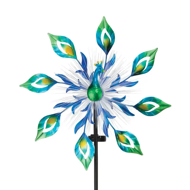 19" Peacock Burst Solar Wind Spinner