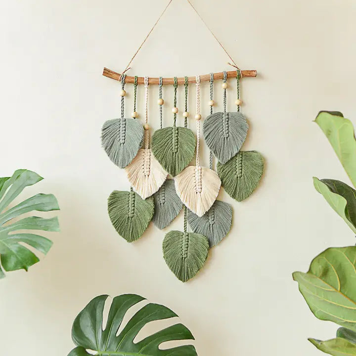 Colgante de pared con hojas de macramé | 5 hojas