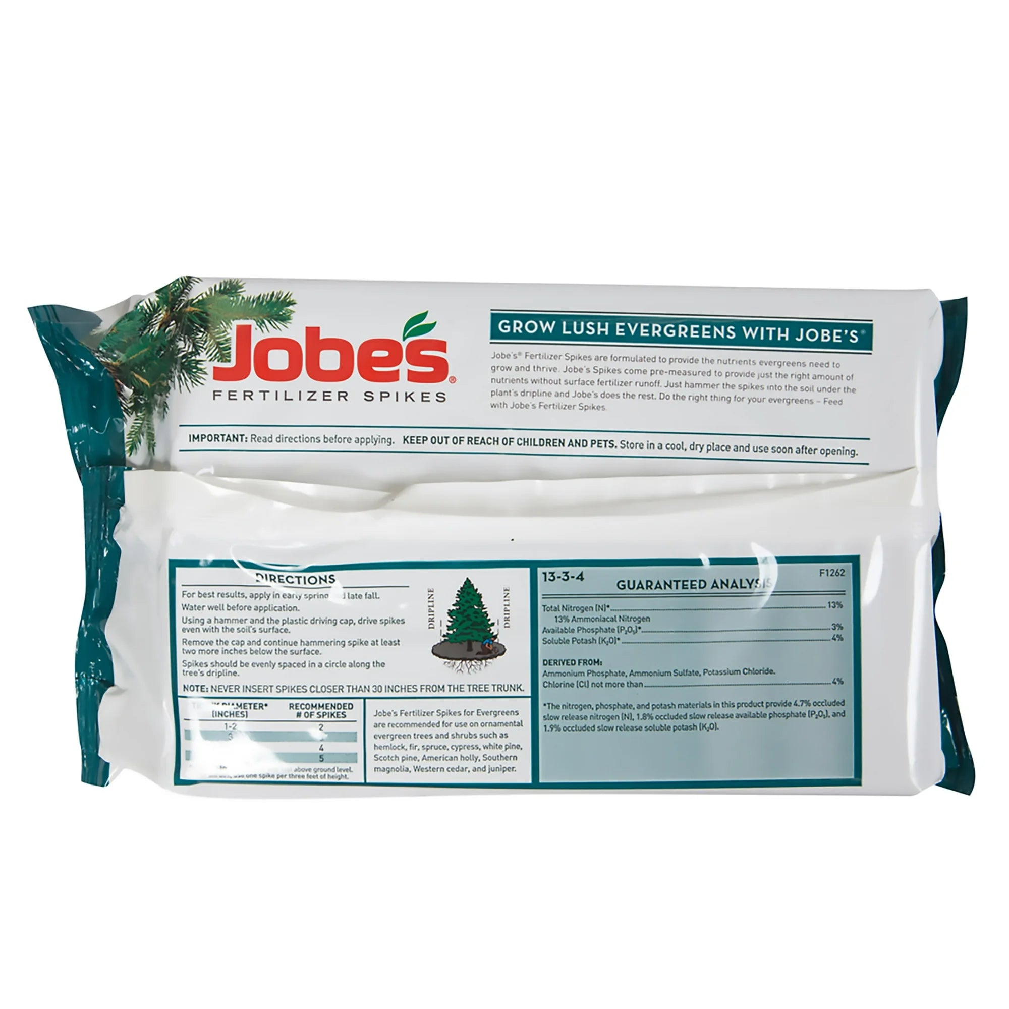Estaca de fertilizante JOBES Evergreen (1 estaca) Relación NPK 11-3-4