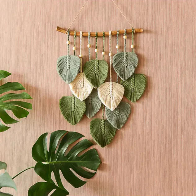 Colgante de pared con hojas de macramé | 5 hojas