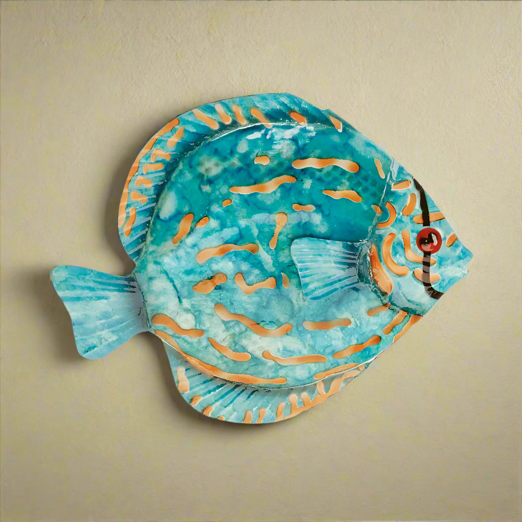Decoración de pared de pez disco azul