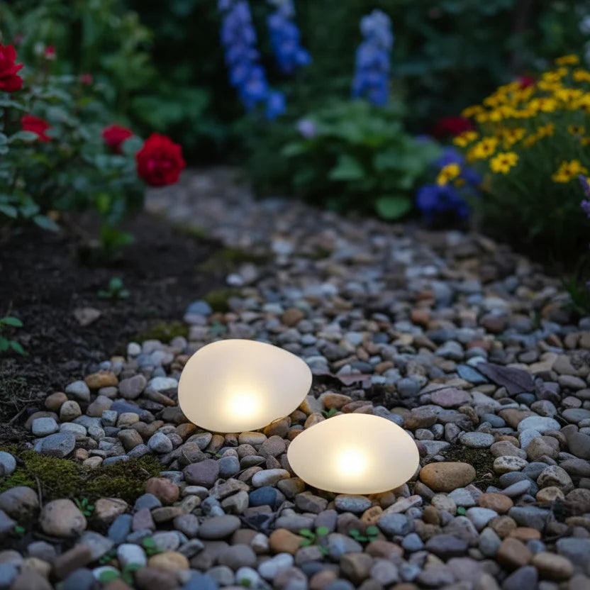 Solar Led Glass Pebbles | Warm Color