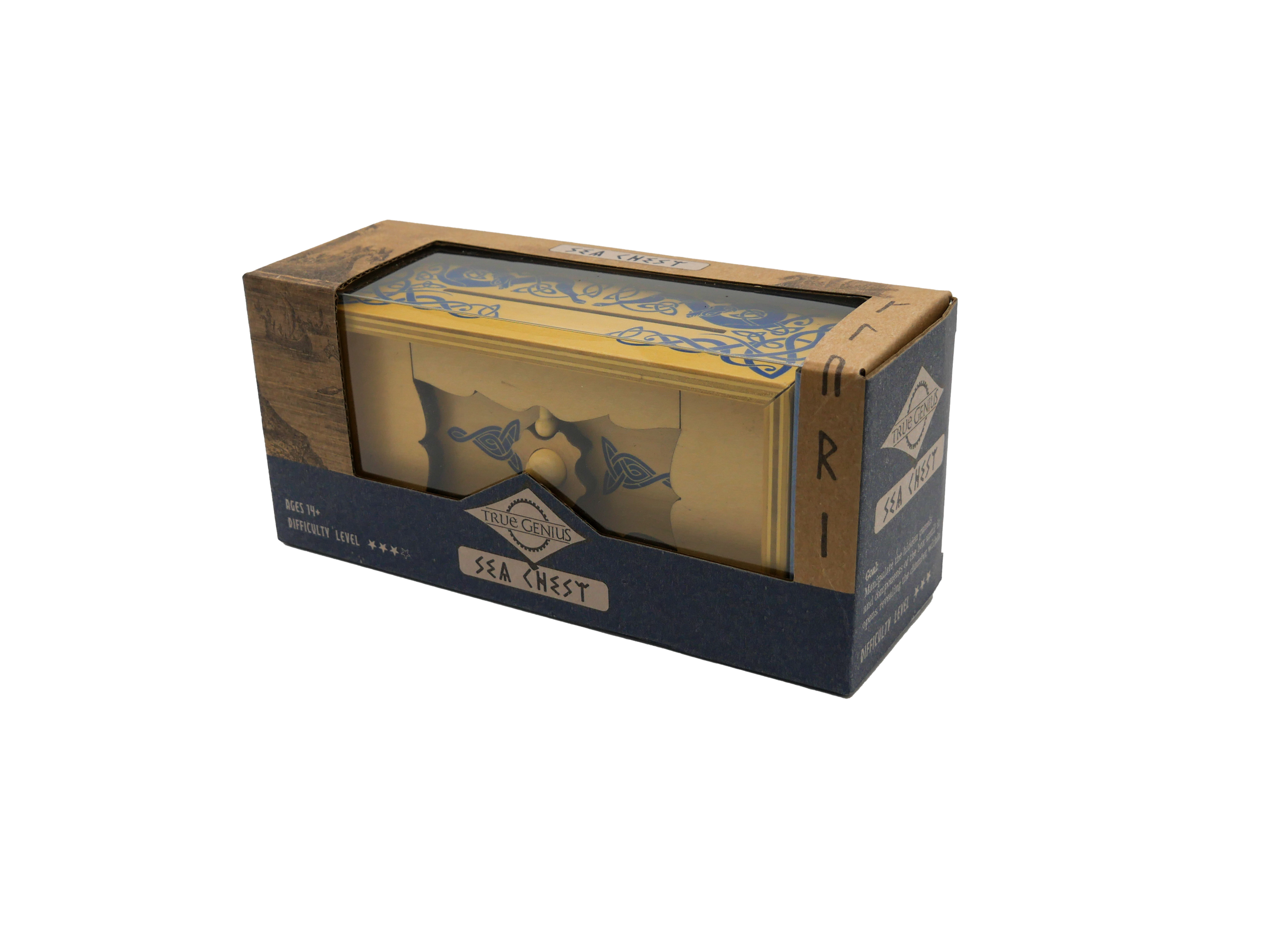 Caja de regalo con rompecabezas de cofre marino vikingo
