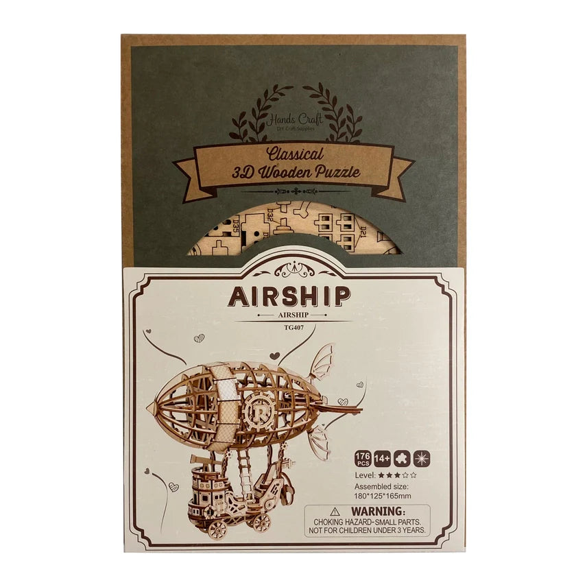Dirigible de madera cortado con láser en 3D