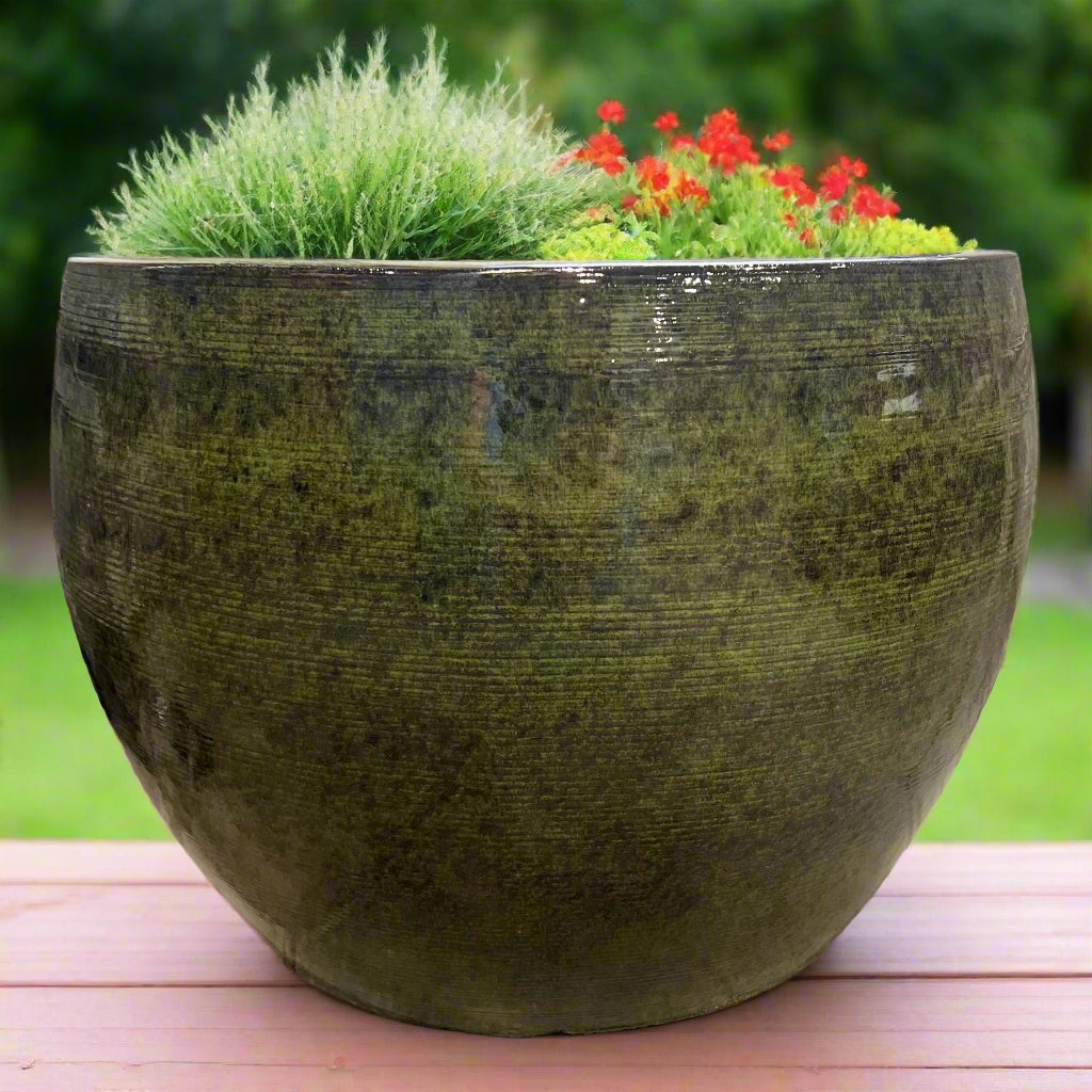 Maceta de tambor Good Earth | Verde tropical
