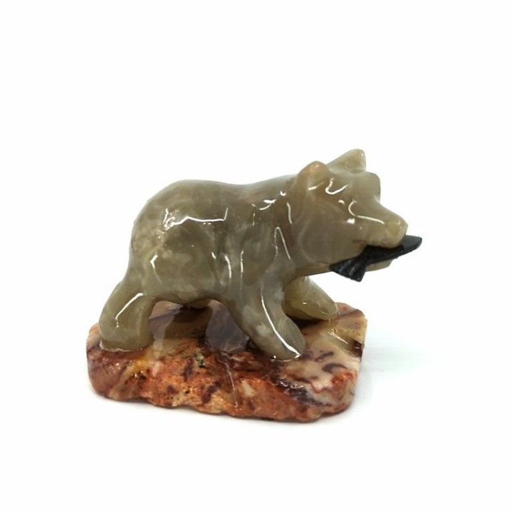Oso de mármol de 2'' con pez