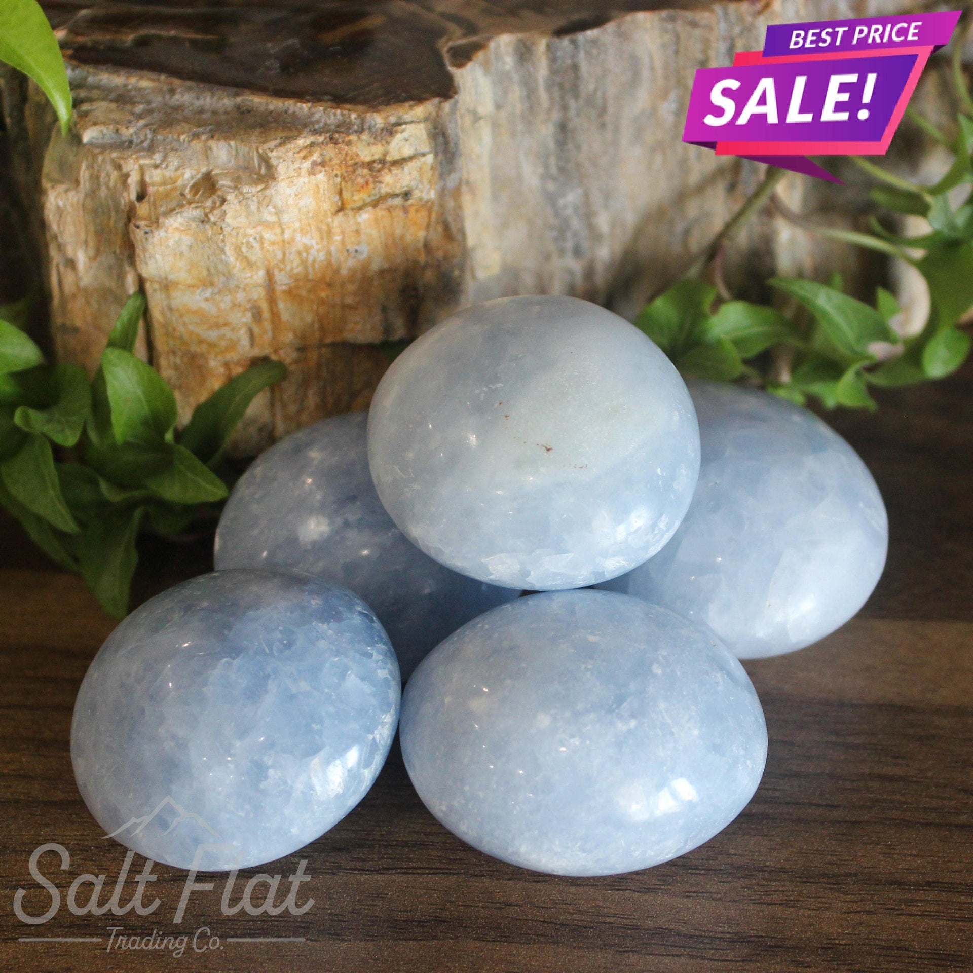 Blue Calcite Palm Stone