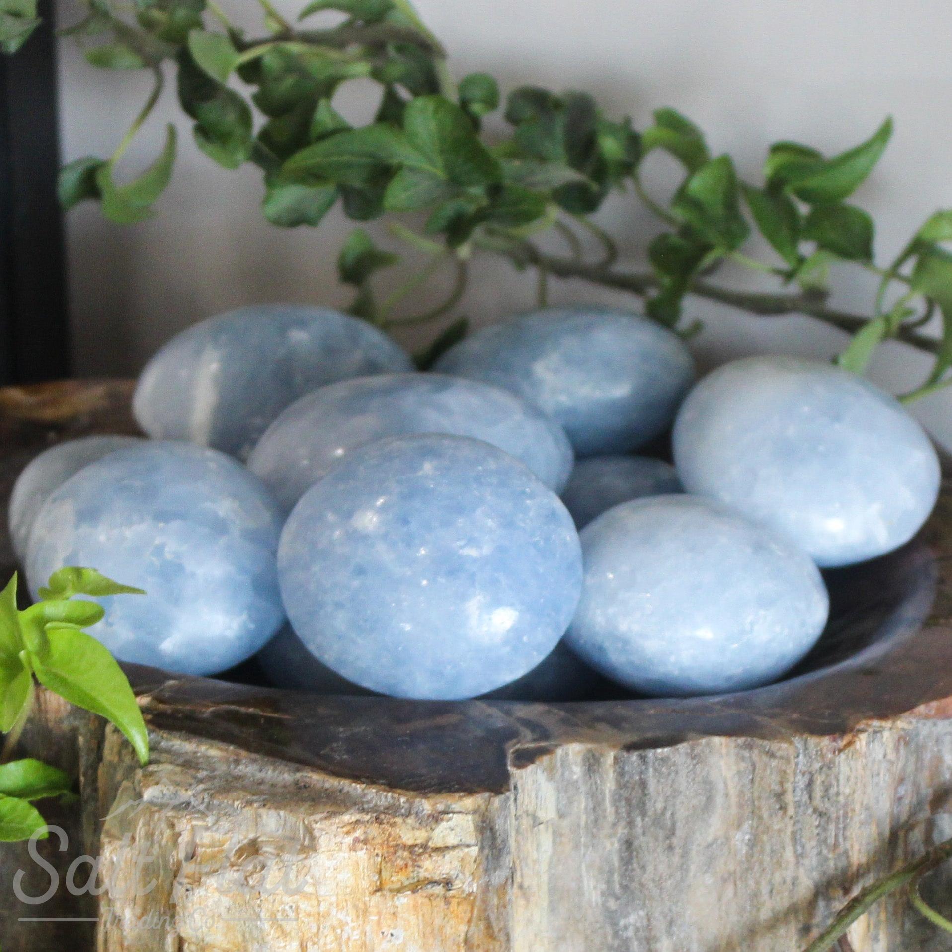 Piedra de palma de calcita azul