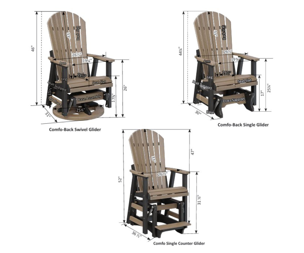 2′ Comfo-Back Single Glider & Swivel Glider