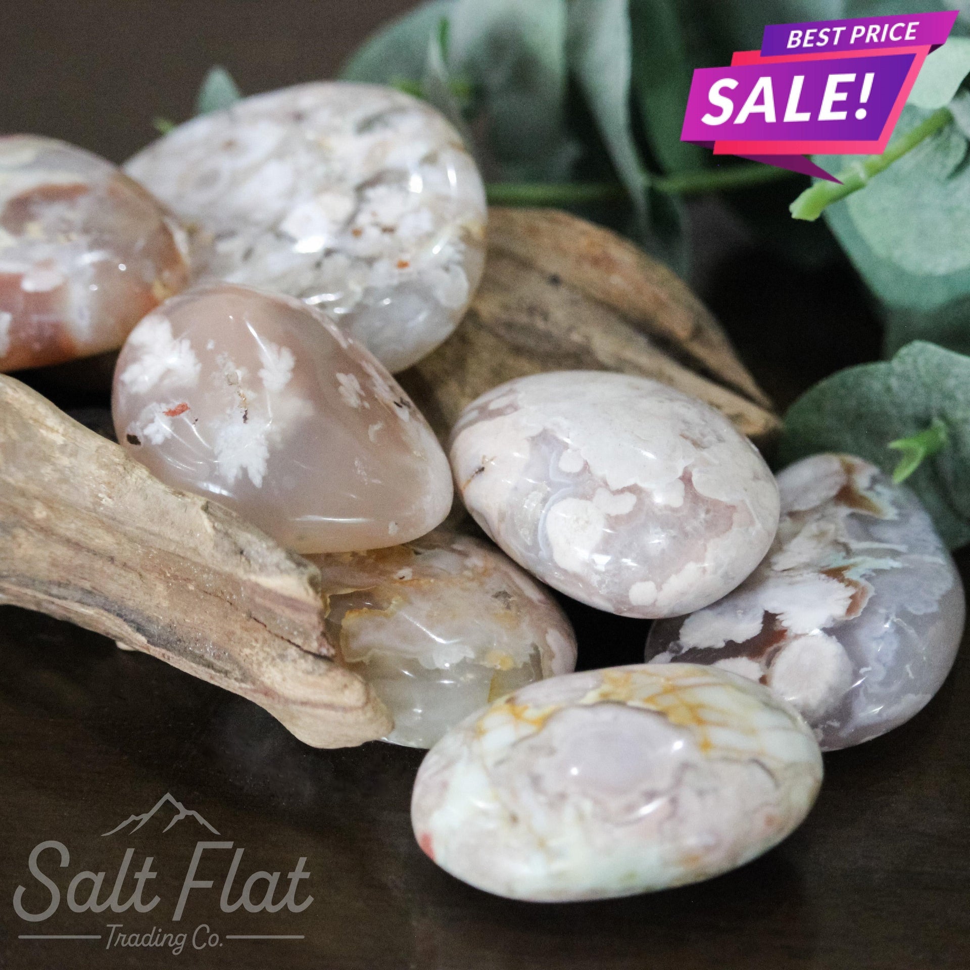 Flower Agate Palm Stone