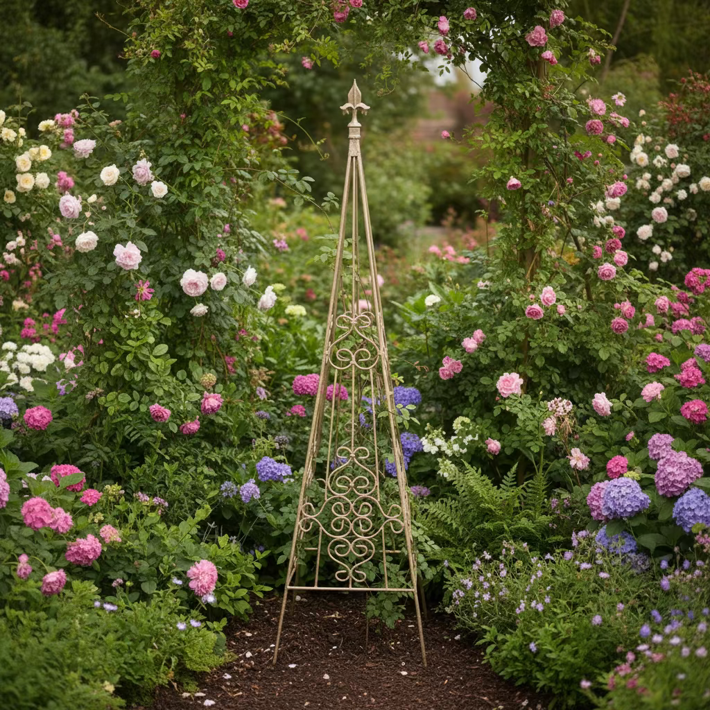 Wrought Iron Fancy Decorative Obelisk Scroll | Acid White