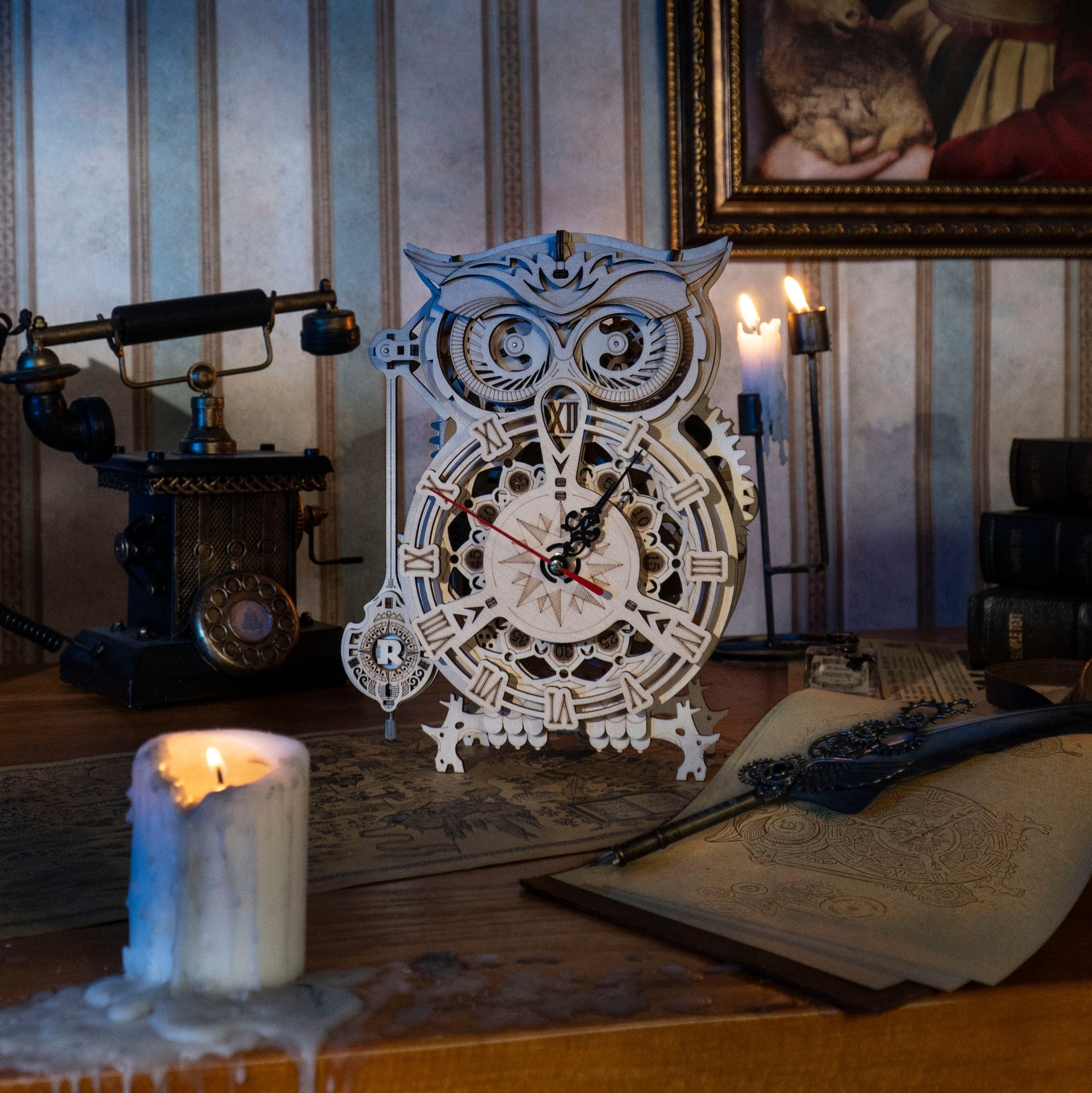 Mechanical Owl Clock 3D Wooden Puzzle