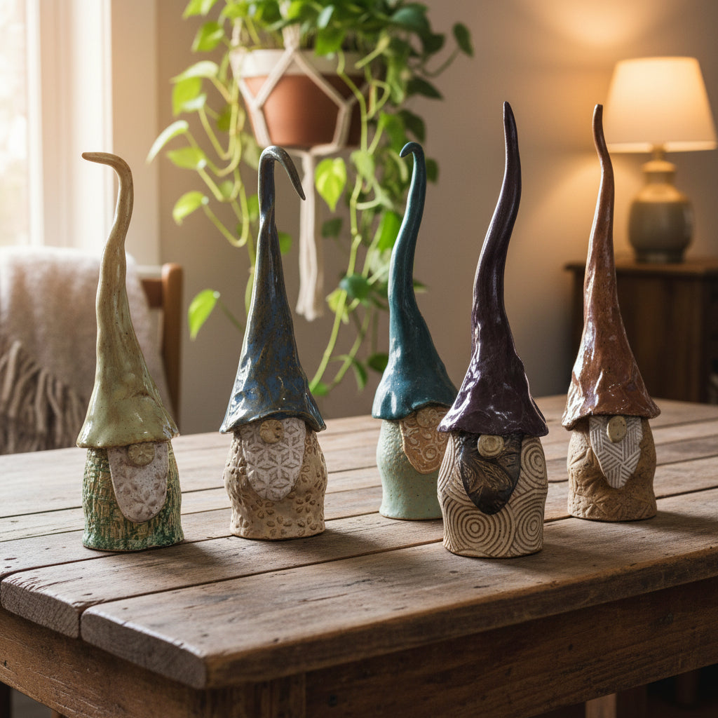 Gnomos de jardín de cerámica hechos a mano - Hombres