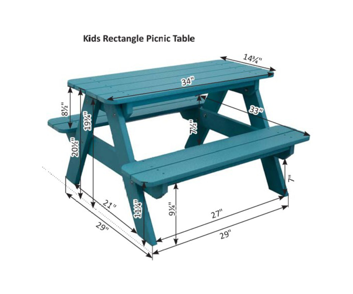 Kids Rectangular Picnic Table