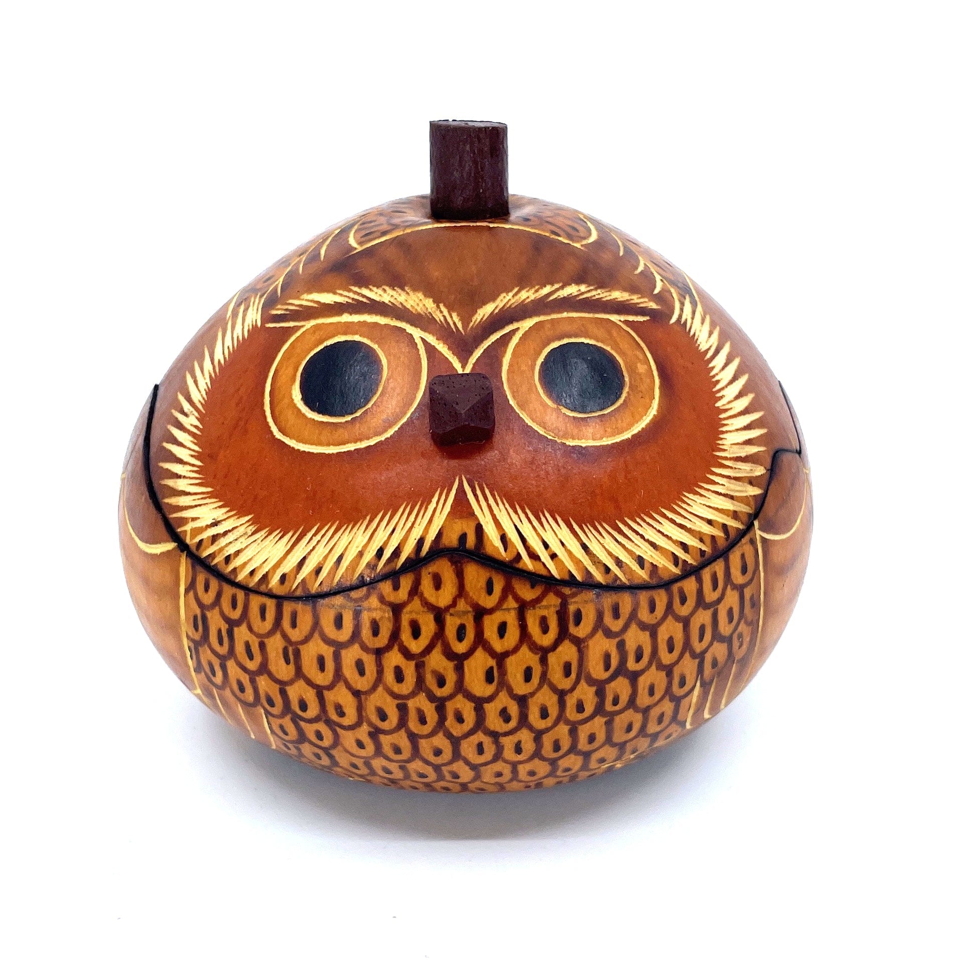Caja de calabaza pequeña de búho rubio