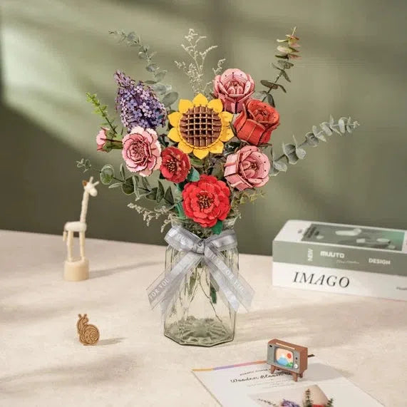 Rompecabezas de flores de madera en 3D