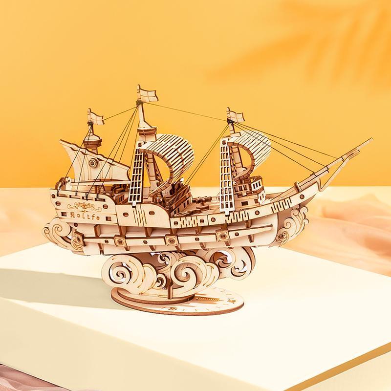 Modelo de madera 3D de un velero