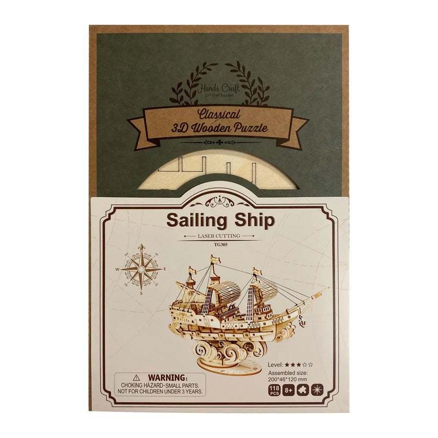 Modelo de madera 3D de un velero