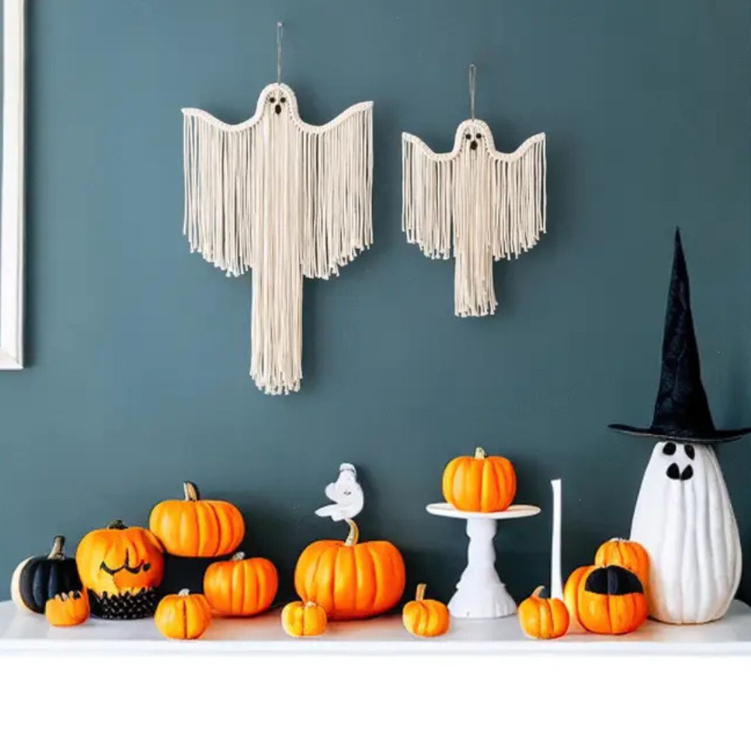 Macrame Halloween Ghosts