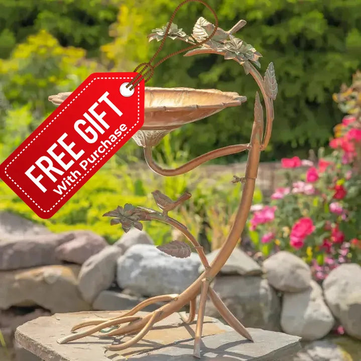 Scallop Edge Birdbath with Branch Stand
