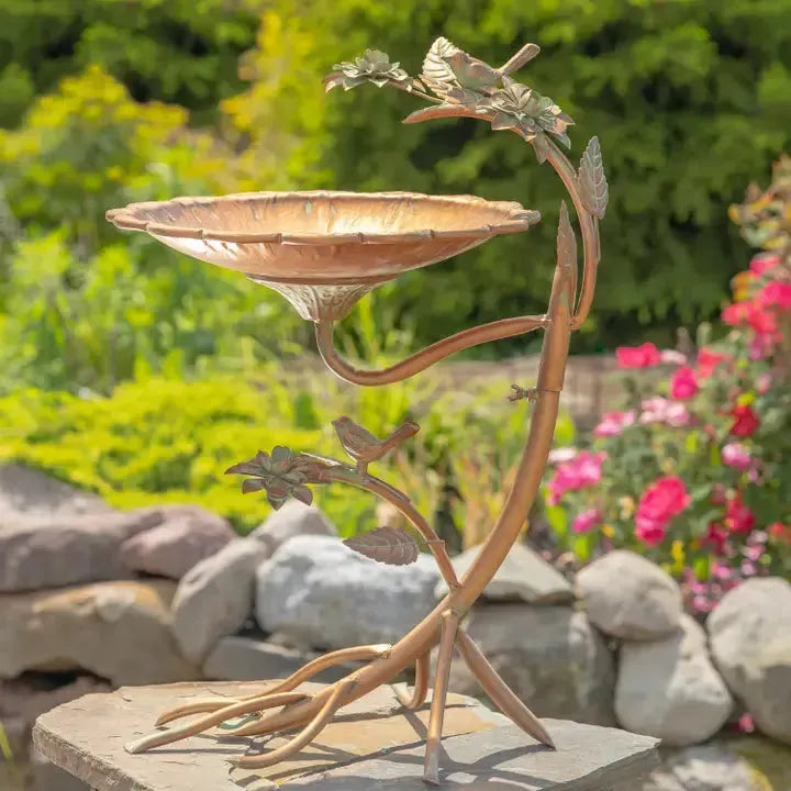 Scallop Edge Birdbath with Branch Stand