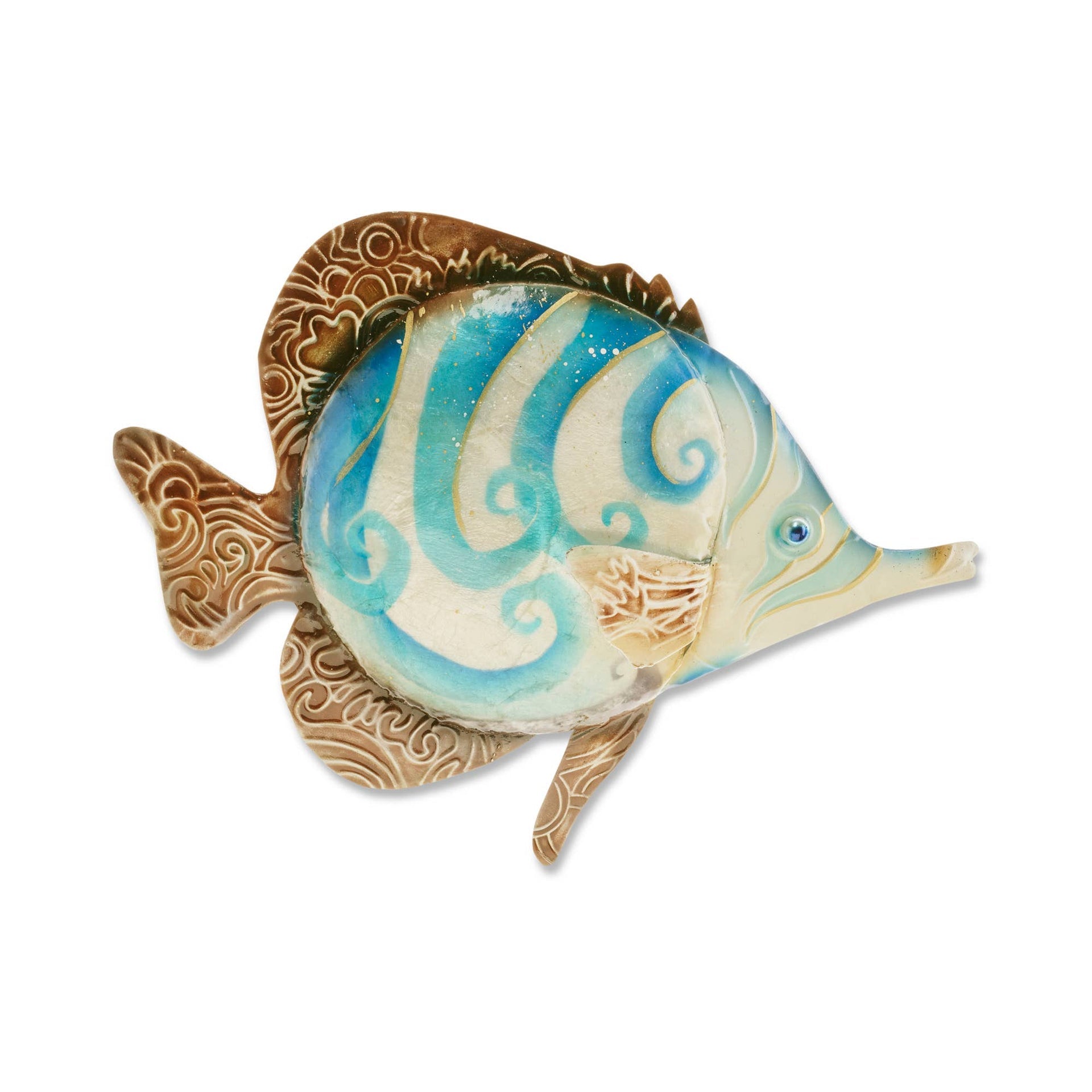 Decoración de pared con peces en remolino azul