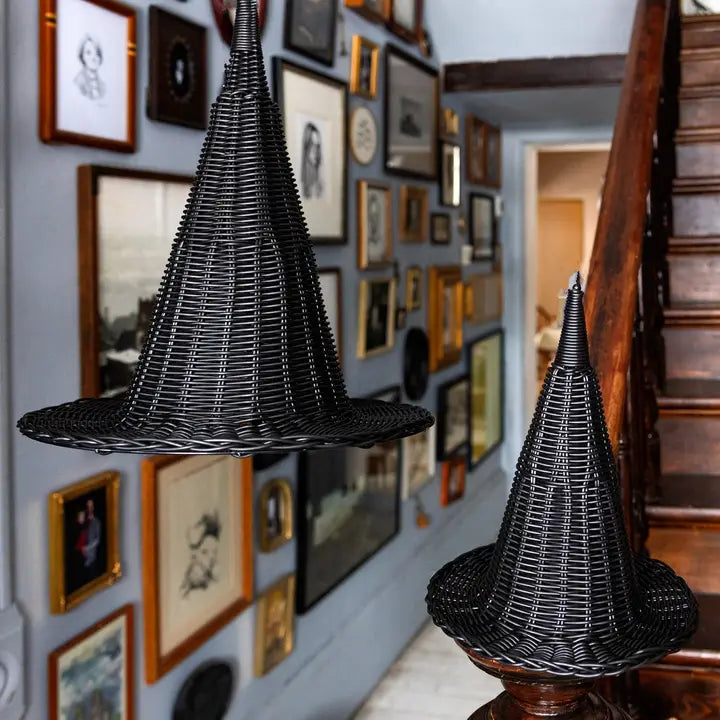Sombrero de bruja de mimbre sintético