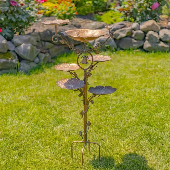 44" T. Multi-Tier Iron Birdbath Garden Stake