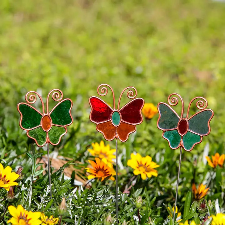 Estacas para macetas de vidrio de colores