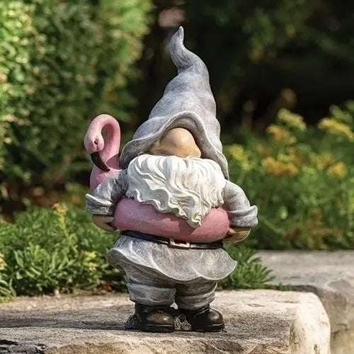 Summer Gnome with Flamingo Floaty Statue