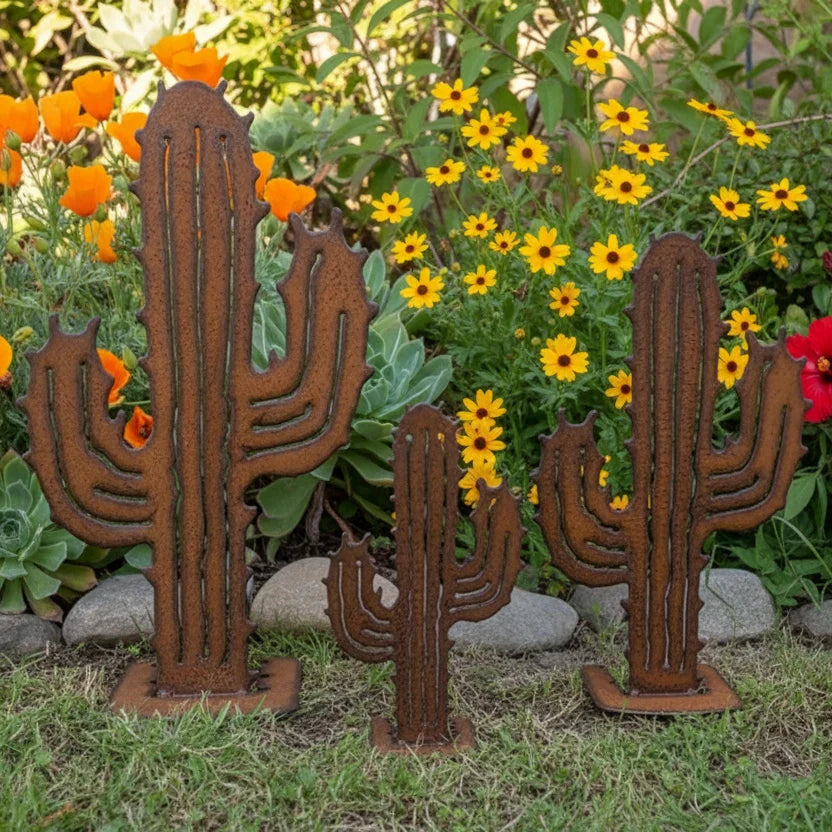 Rustic Metal Emporium Cactus Decor | Set of 3