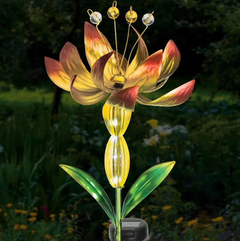 Yellow Flower Spinner Solar Stake