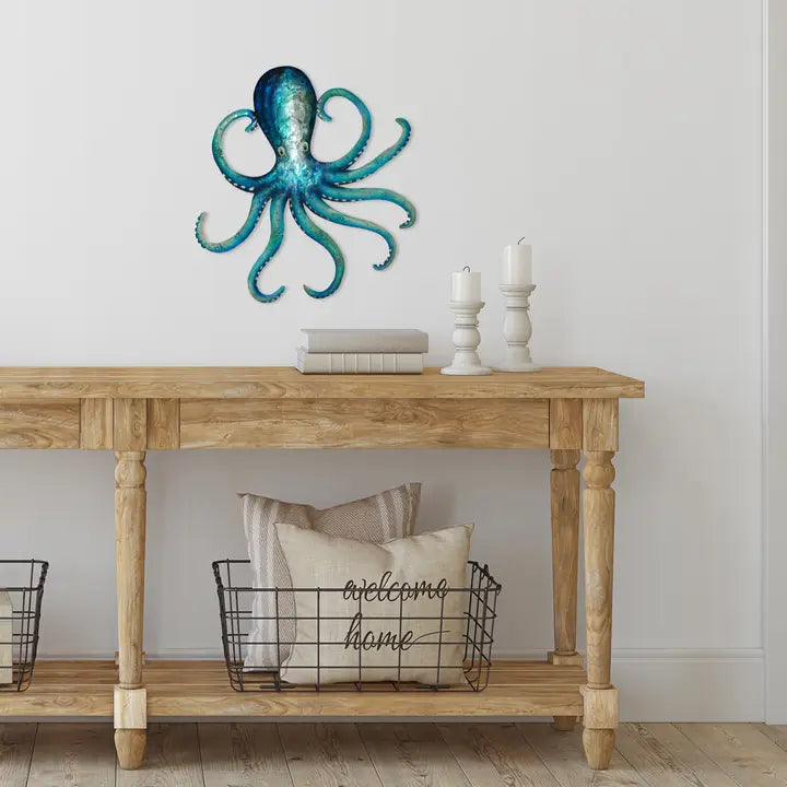 Decoración de pared de pulpo azul