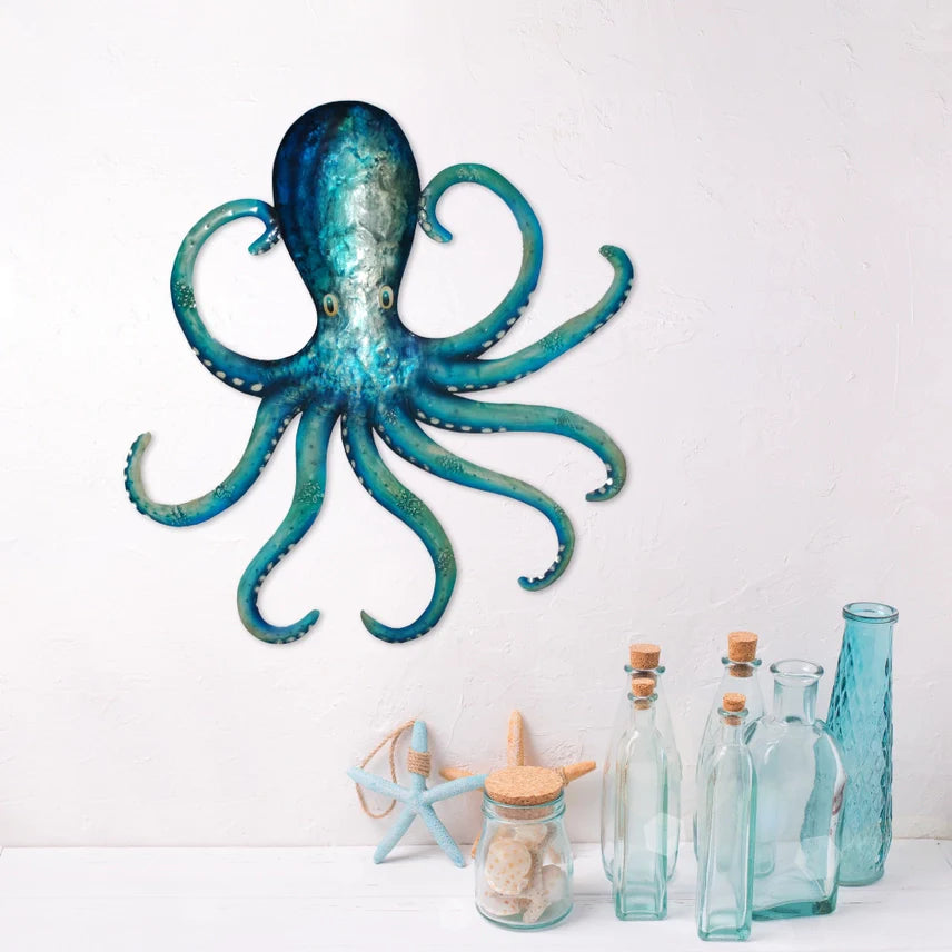 Decoración de pared de pulpo azul
