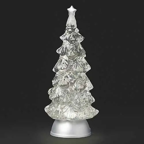 Lighted Swirl Tree with Silver Base