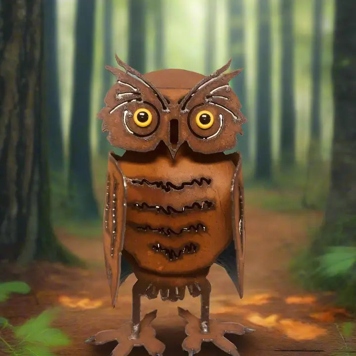 Small Rustic Metal Owl