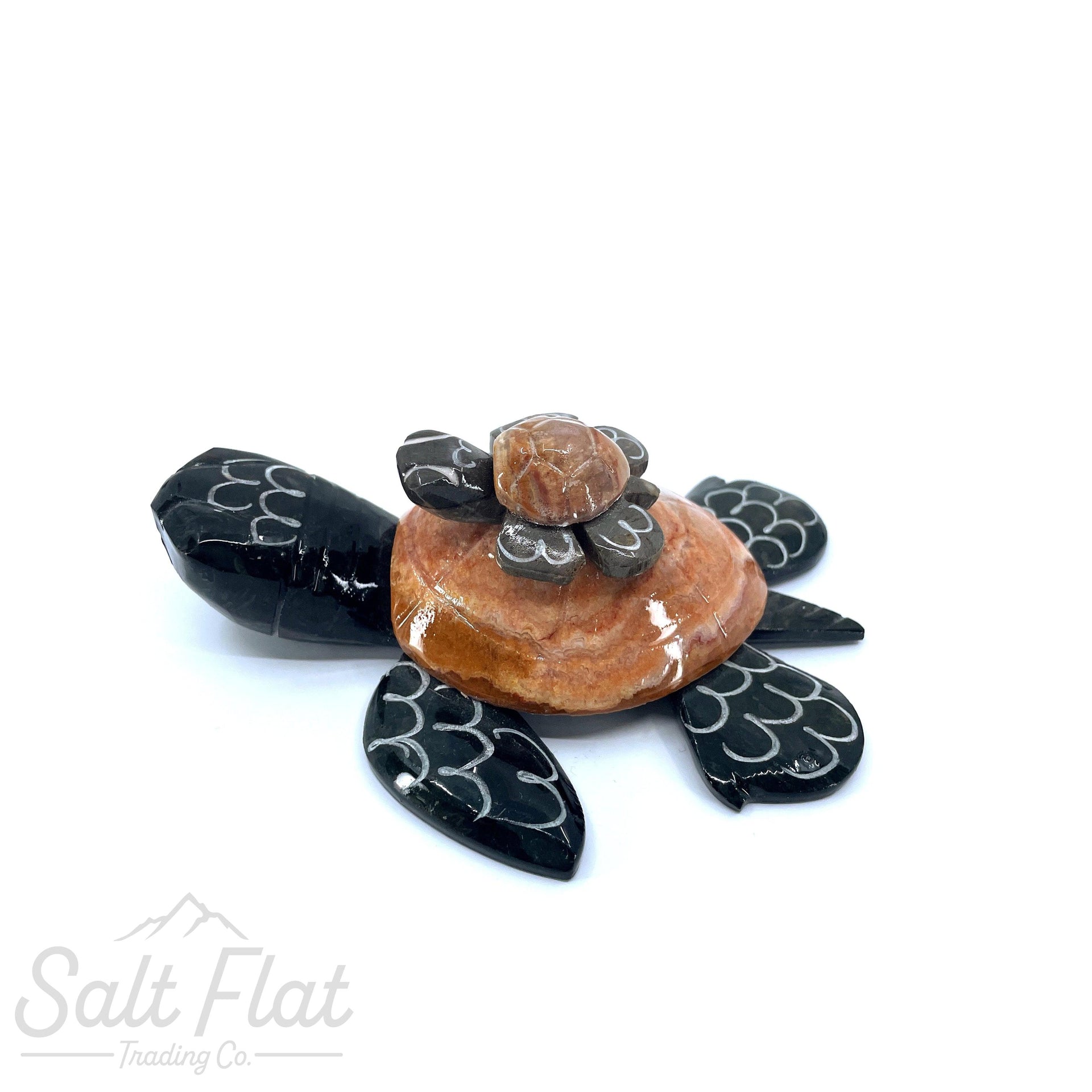 Mamá y bebé tortuga de mármol de 4"