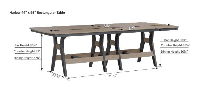 Harbor 44” x 96” Rectangular Table