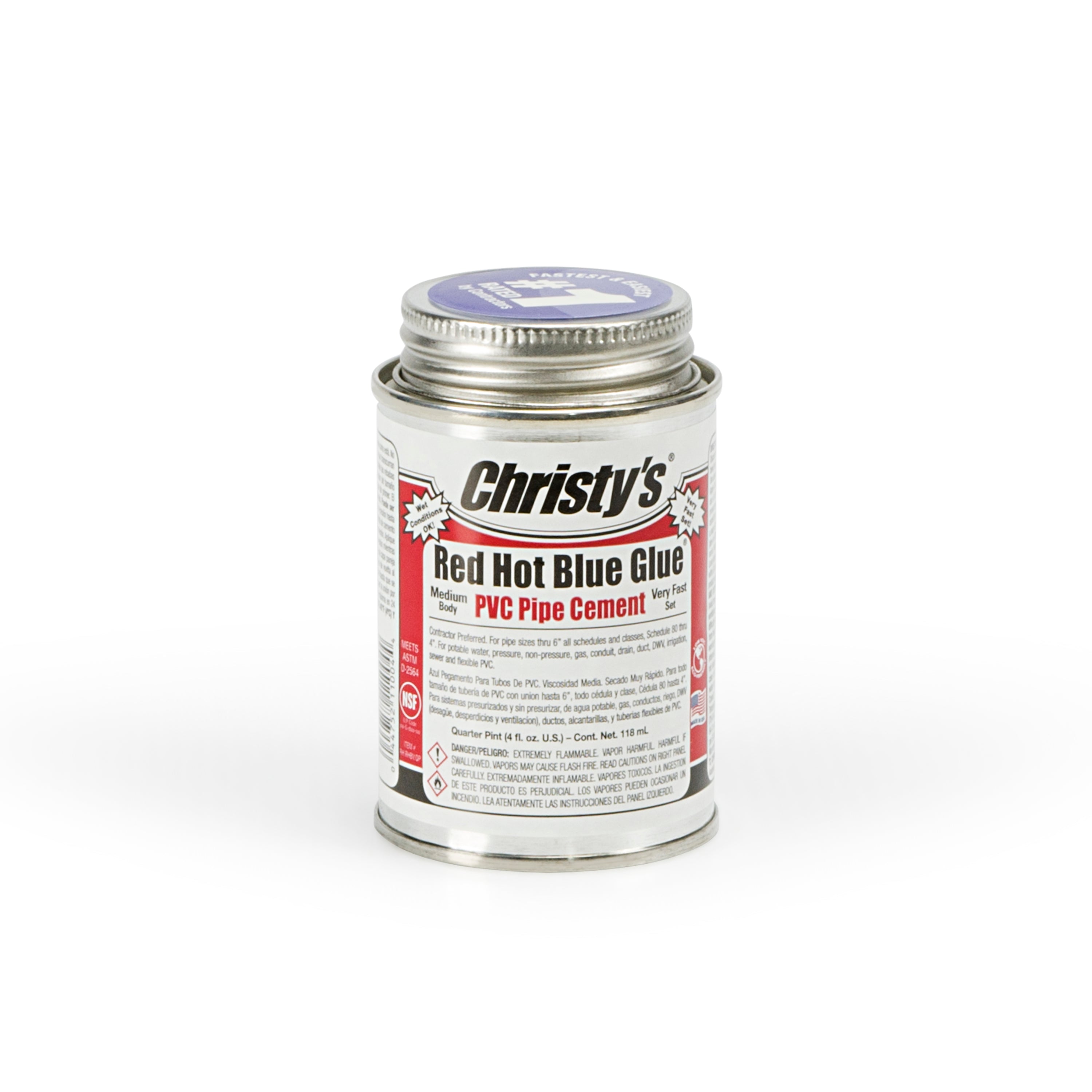Christy's RED HOT BLUE GLUE PVC CEMENT, 4 oz