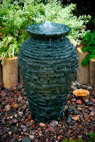 Small Stacked Slate Urn Fountain Kit | 33.5″ H (DecoBasin)