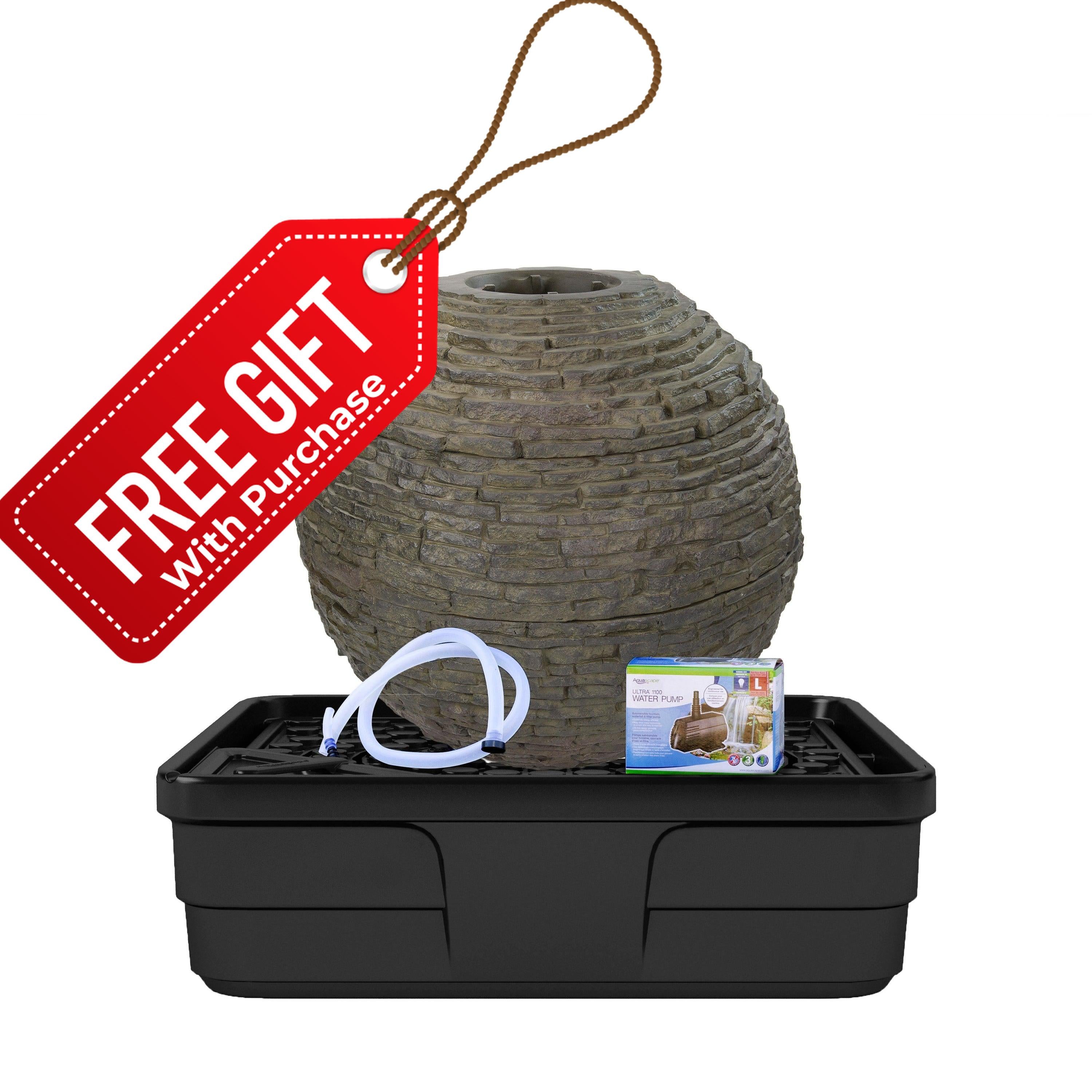 Medium Stacked Slate Sphere Fountain Kit | 30"