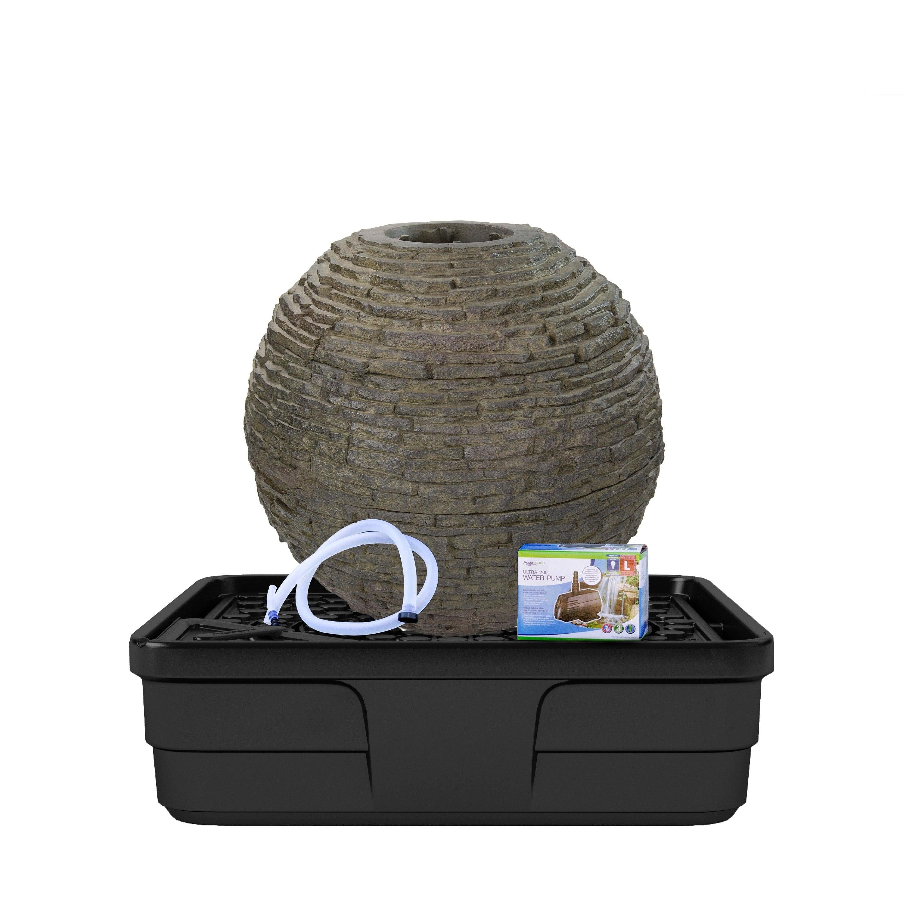 Medium Stacked Slate Sphere Fountain Kit | 30"