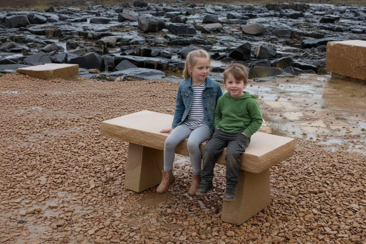 Flagstone Steps, Benches, and Fire Pits